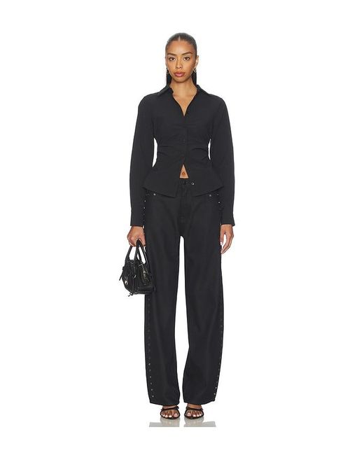 ALL THE WAYS Black Millie Button Up Top