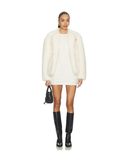 we11done White Faux Fur Belt Jacket