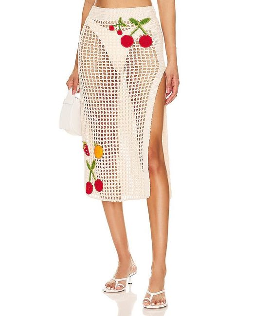 MY BEACHY SIDE Natural X Revolve Crochet Midi Skirt