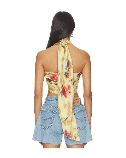 Ganni Yellow Printed Wrap Scarf