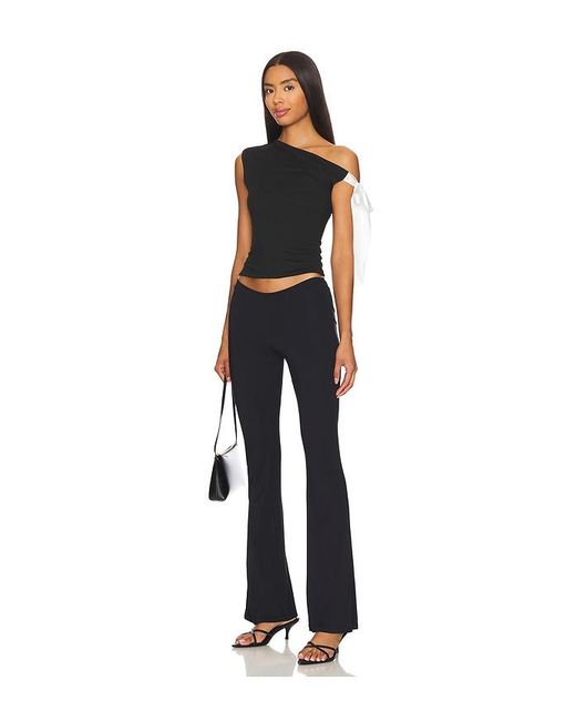 MORE TO COME Black One-Shoulder Tie Sleeve Top