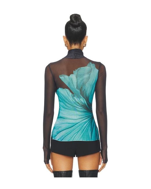 AFRM Blue Zadie Power Mesh Top
