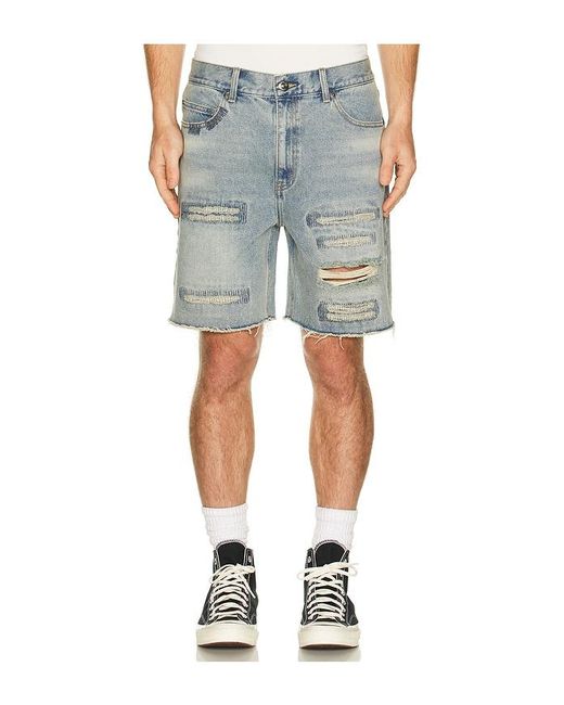 MIDNIGHT RODEO Blue Distressed Denim Shorts for men