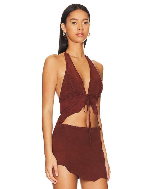 Lovers + Friends Red Suede Leather Top