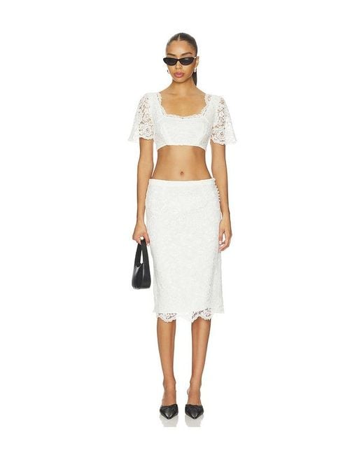 Frankie's Bikinis White X Paige Lorenze Honeymoon Lace Blouse