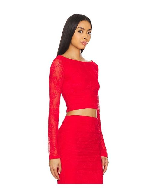 AFRM Red Noam Lace Top