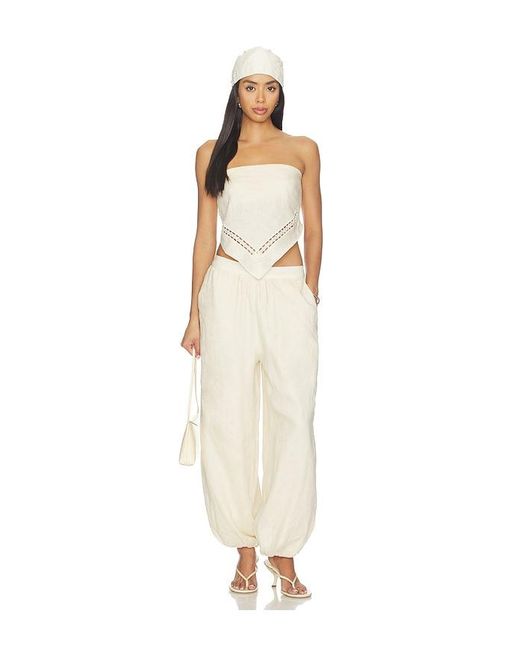 Jonathan Simkhai White Selah Linen Lace Balloon Pant