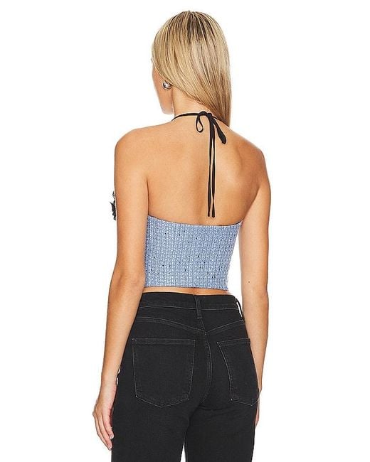 Lovers + Friends Blue Domino Bustier Top