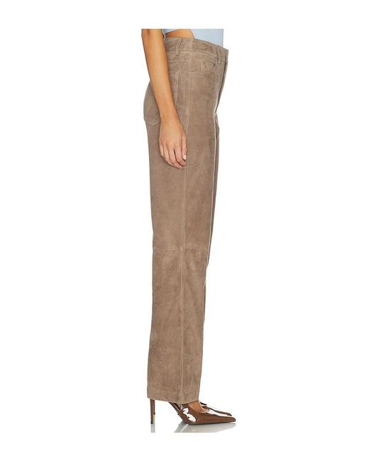 ROTATE BIRGER CHRISTENSEN Natural Straight Suede Pants