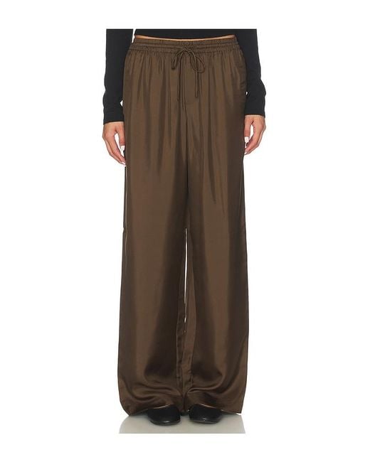 Pantalones De Seda De Pierna Ancha En Color Verde Oliva Talla (También En 34, 38, 40) Rohe de color Brown