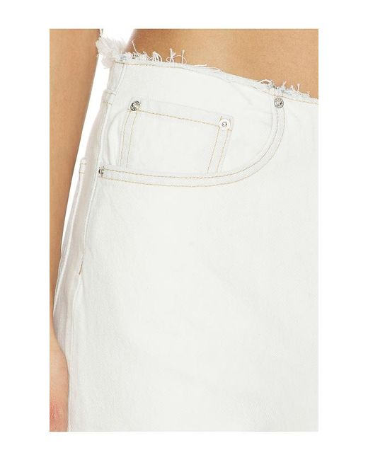 GRLFRND White Jordan Low Rise Frayed Waist Boyfriend