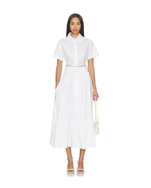 Matthew Bruch White Cropped Tie Back Button Up
