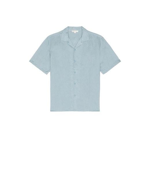 Onia Blue Air Linen Convertible Vacation Shirt for men