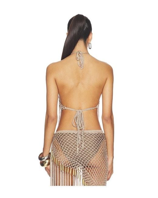MY BEACHY SIDE Natural Aria Hand Crochet Halter Top