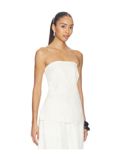St. Agni White Strapless Rouleau Tie Top