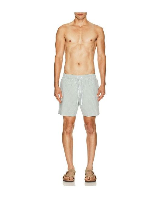 Lacoste Blue Mid Length Striped Textured Swim Trunks for men