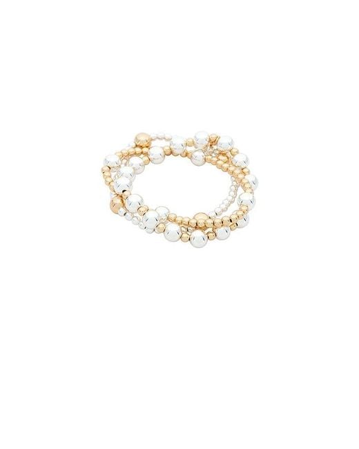 Ettika White Mixed Metal Bubble Line Bracelet Set