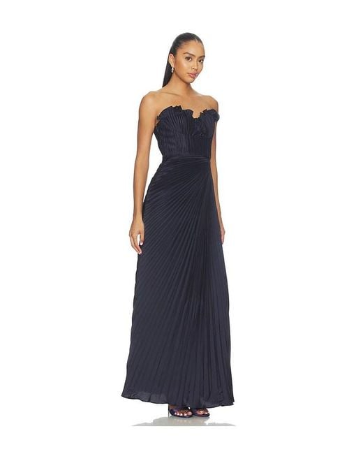 AMUR Blue Kaylani Pleated Gown