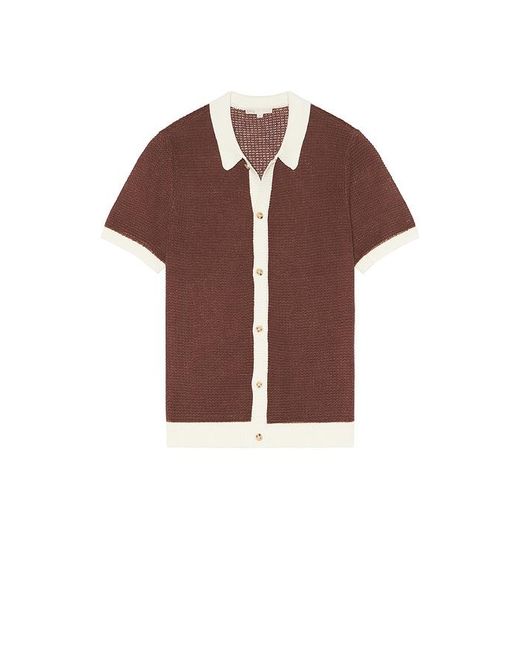 Onia Brown Linen Button Up Shirt for men