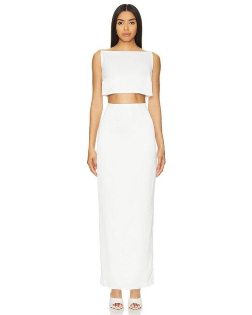 RUMER White Oracle Boatneck Gown