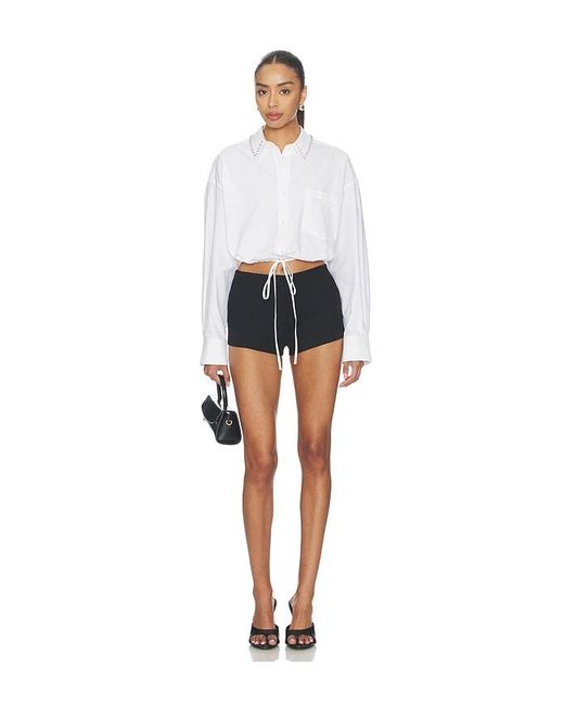 Alexander Wang White Wrap Shirt With Crystal Stud Collar