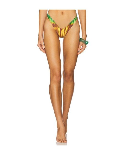 Indah White Ocean Skimpy Printed Tiny Brazilian High Cut Bikini Bottom