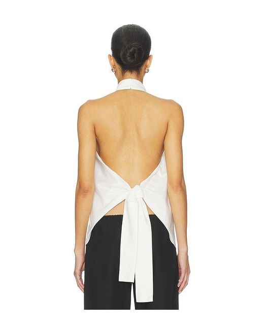 St. Agni White Oxford Halter Tie Back Top