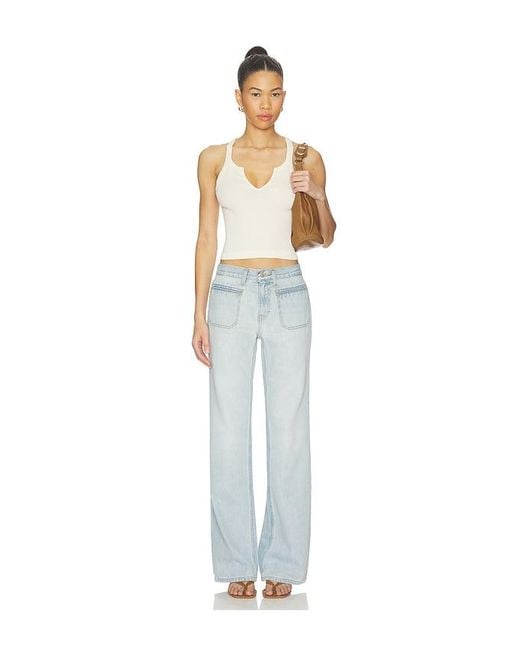 Re/done White V Cut Ribbed Tank Top