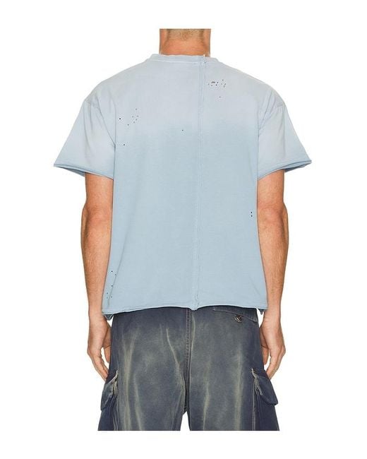 Jaded London Blue Make Noise Spliced Frayed T-Shirt for men
