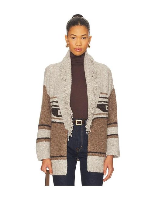 Autumn Cashmere Natural Southwest Fringed Shawl Collar Throw Jacket