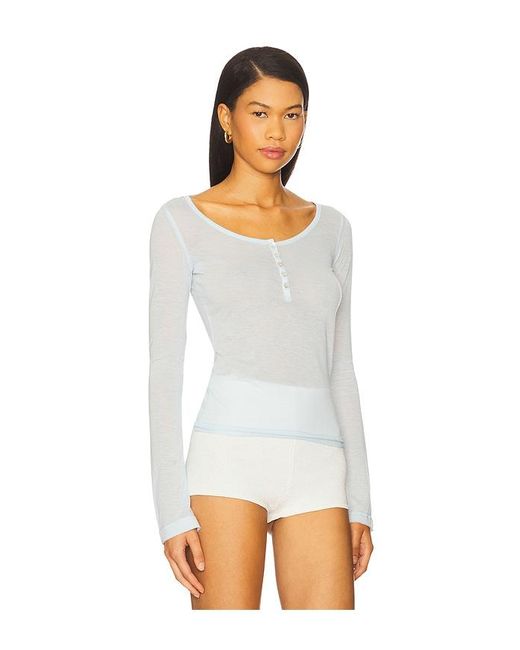 Jaded London Button Down Henley Top White
