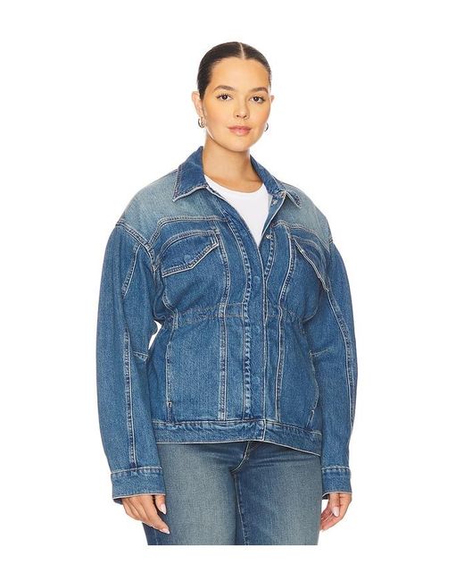 GOOD AMERICAN Blue Barrel Sleeve Denim Jacket