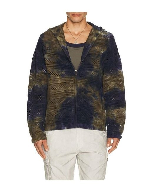 Thisisneverthat Blue Crochet Knit Zip Hoodie for men