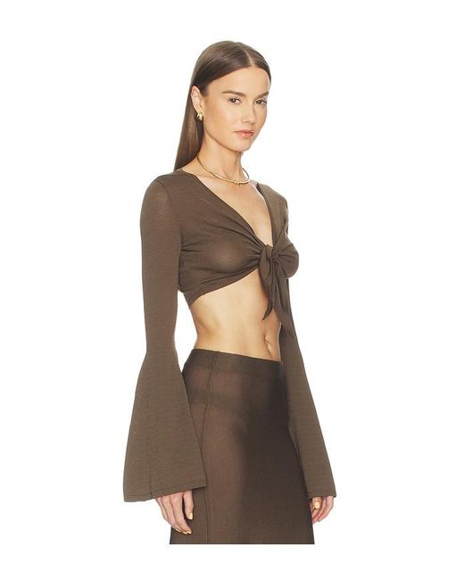 Lovers + Friends Brown Paisleigh Knit Tie Top