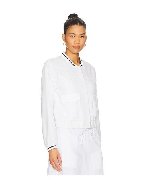 Central Park West Alina Varsity Stripe Bomber White