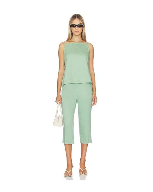 Theory Green Apron Linen Viscose Top