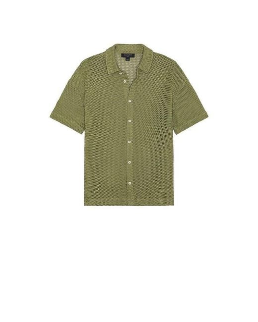 AllSaints Green Munroe Button Down Shirt for men