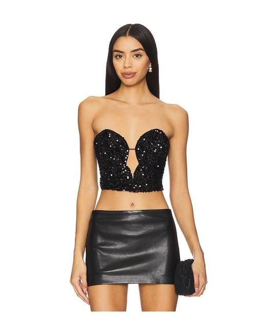 Bardot Black Eleni Velvet Sequin Bustier