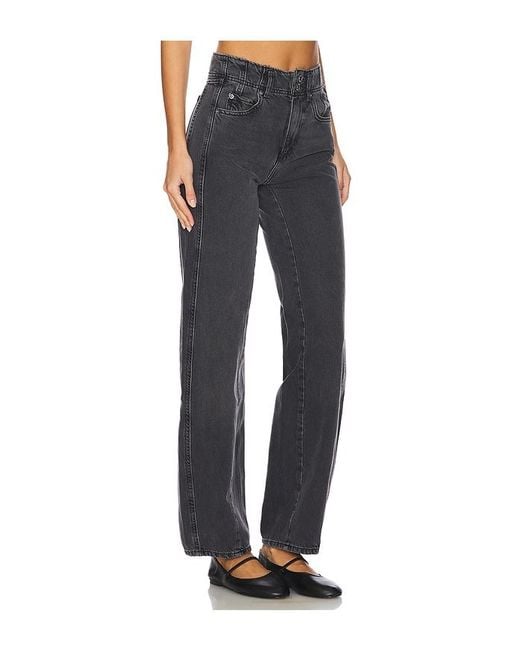 Free People Black Aster Straight Leg Jeans