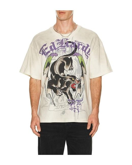 Ed Hardy Natural By Appointment Only Panther Wings Boxy Tee for men