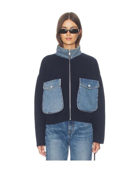 Blank NYC Blue Denim Track Jacket