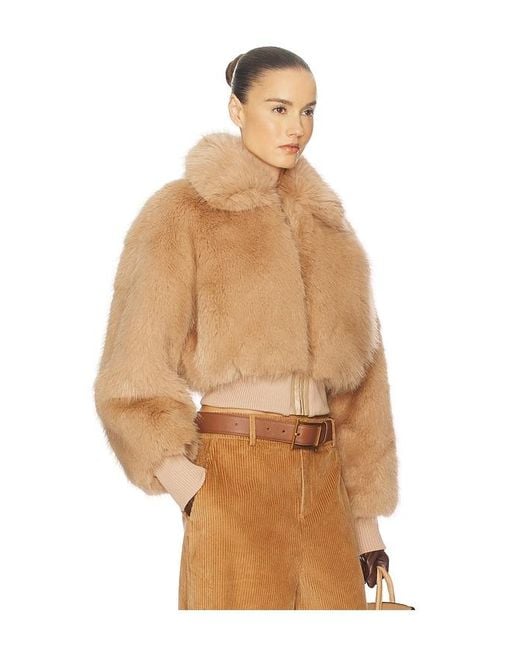 Helsa Natural Faux Fox Bomber Jacket