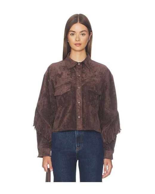 Blank NYC Blue Cropped Fringe Jacket