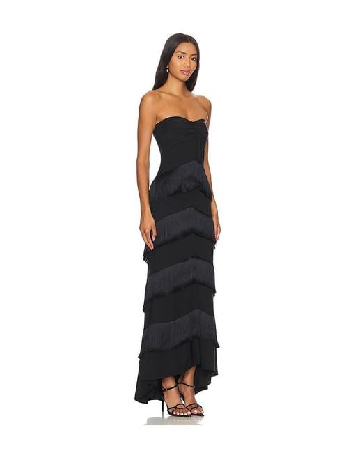 House of Harlow 1960 Black Hera Fringe Maxi Dress