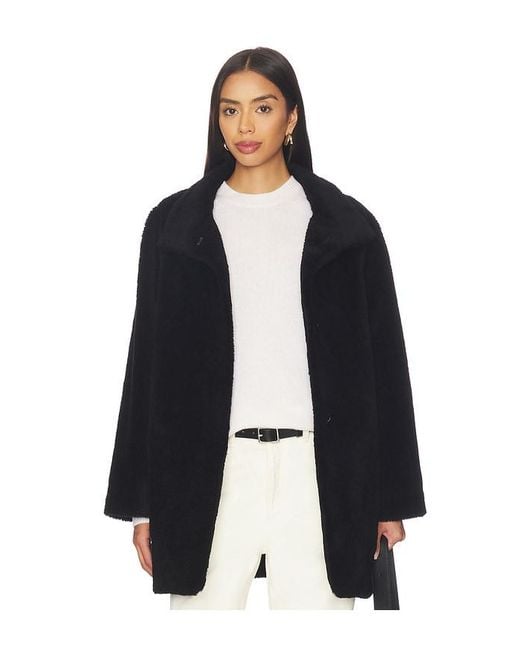 AEXAE Black Shearling High Neck Mid Length Jacket
