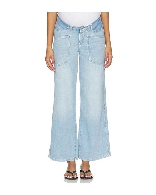 DL1961 Blue X Bumpsuit Hepburn Wide Leg High Rise Maternity Jeans