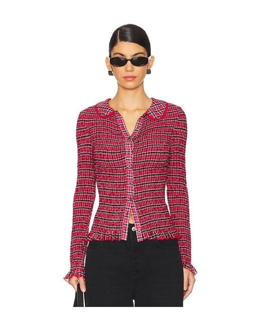 Free People Red Caught A Feeling Cardi