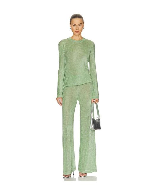 SER.O.YA Green Sheldon Metallic Knit Pant