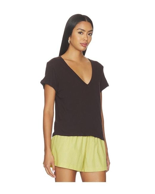 Leset Brown Laura V Neck Tee