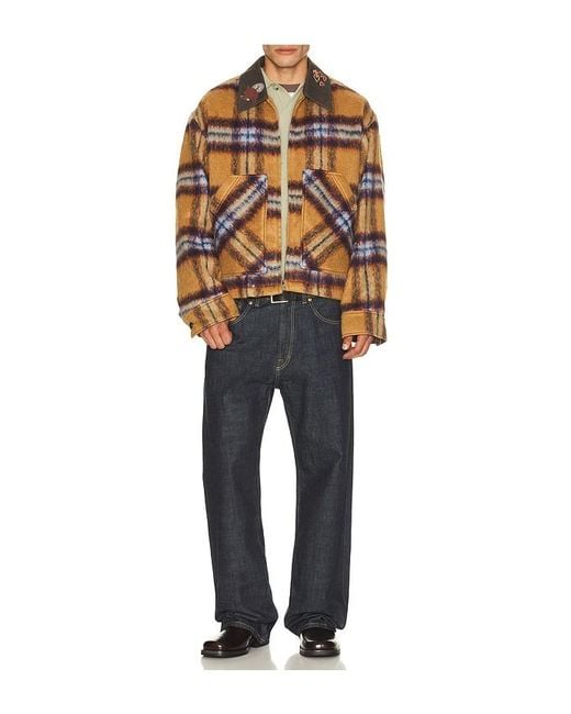 we11done Orange Teddy Doodle Check Pattern Jacket for men